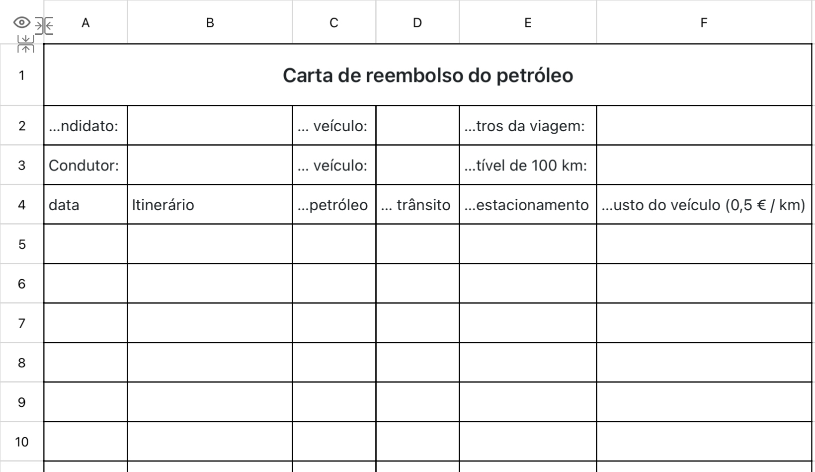 Carta de reembolso do petróleo